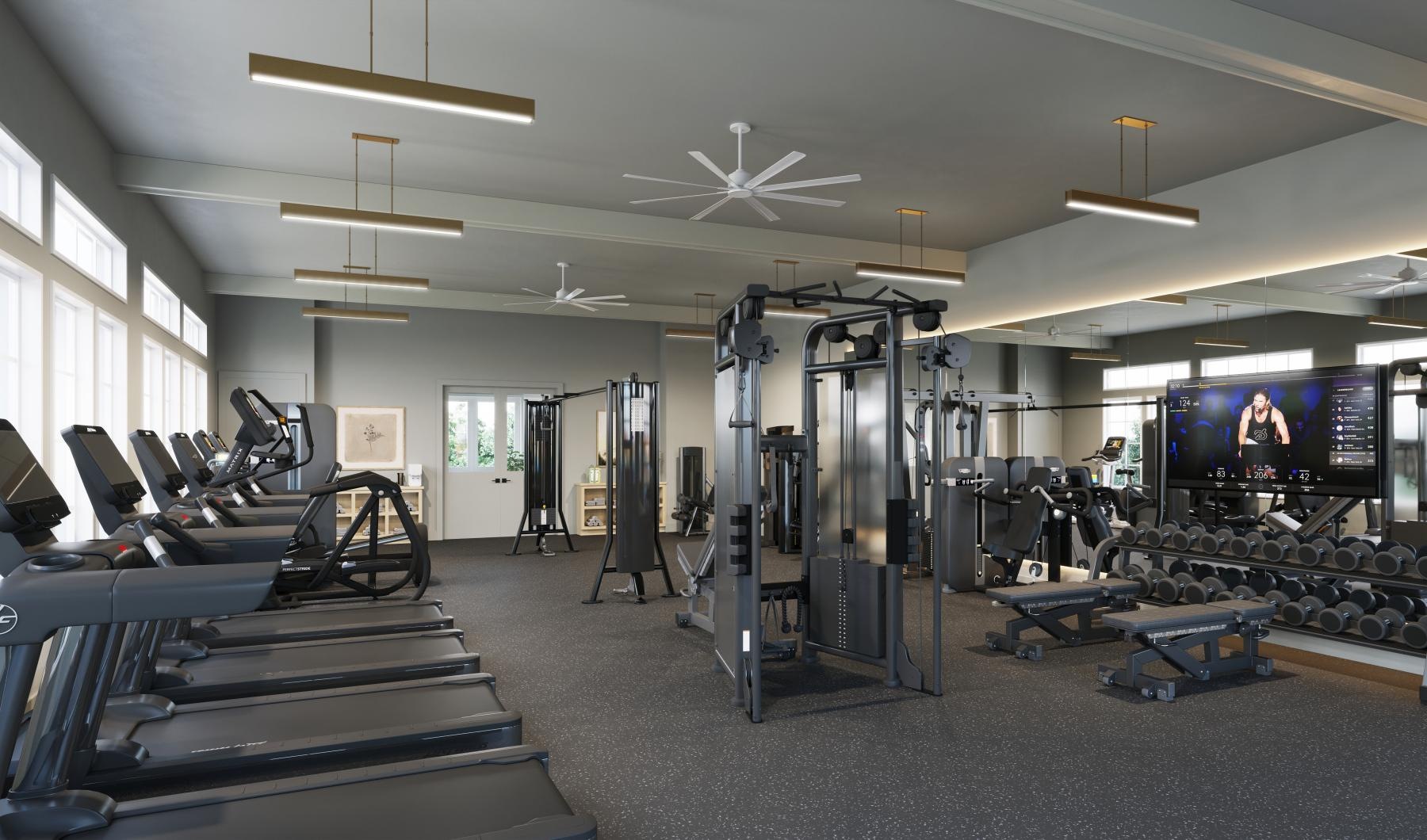 a gym with exercise equipment