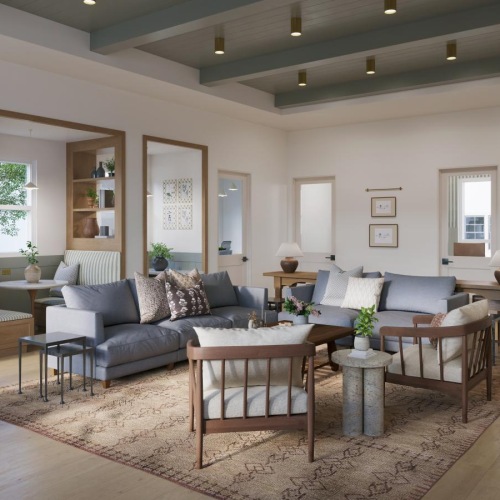 lounge area with seating and modern decor