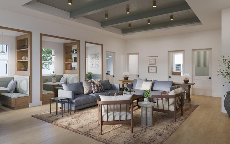 lounge area with seating and modern decor